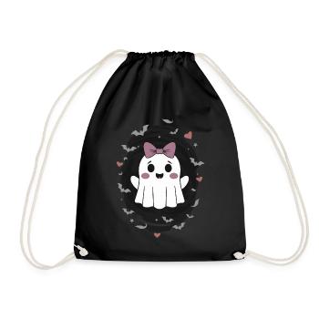 Fantôme mignon avec des chauves-souris - Sac de sport léger - noir - Devant