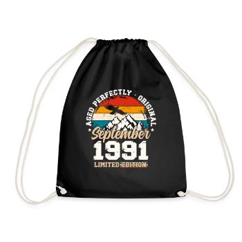 33rd Birthday Original September 1991 Volume 91 - Drawstring Bag - black - Front