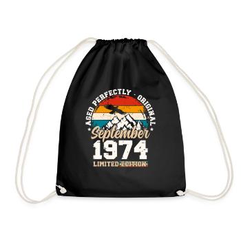 50th Birthday Original September 1974 Volume 74 - Drawstring Bag - black - Front
