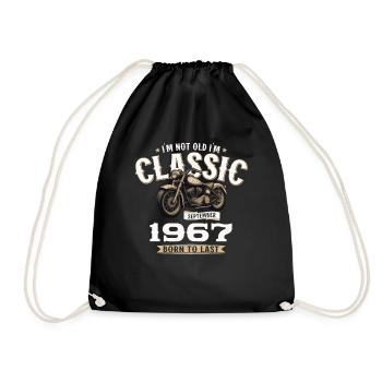 57th Birthday Vintage September 1967 Motorcycle - Drawstring Bag - black - Front