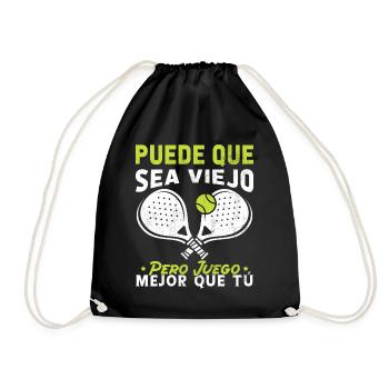 I may be old but I play Padel Tennis better - Drawstring Bag - black - Front