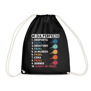 Mein perfekter Tag Spaß Mein perfekter Tag Padel - Turnbeutel - Schwarz - Vorne