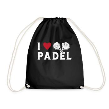 I Love Padel Valentinstag für den Padel-Spieler - Turnbeutel - Schwarz - Vorne