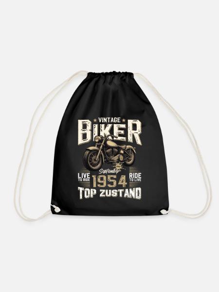 70. Geburtstag Vintage September 1954 Motorrad - Turnbeutel - Schwarz