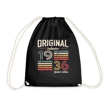 88th Birthday Vintage September 1936 Vintage 36 - Drawstring Bag - black - Front