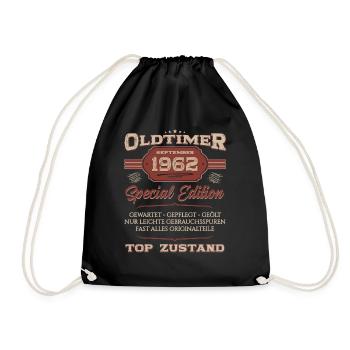 62. Geburtstag September Oldtimer 1962 Jahrgang - Turnbeutel - Schwarz - Vorne