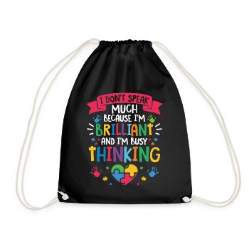 Autism Awareness Day Autistic Gift - Drawstring Bag - black - Front
