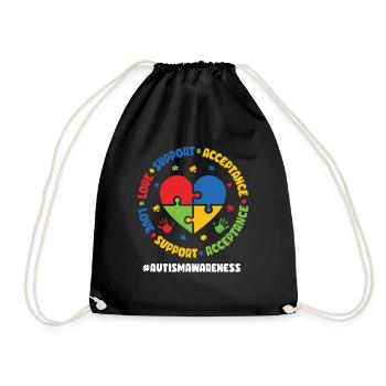 Autism Awareness Day Autistic Gift - Drawstring Bag - black - Front