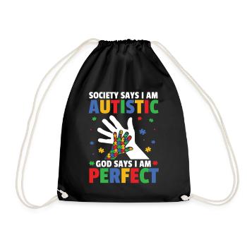 Autism Awareness Day Autistic Gift - Drawstring Bag - black - Front