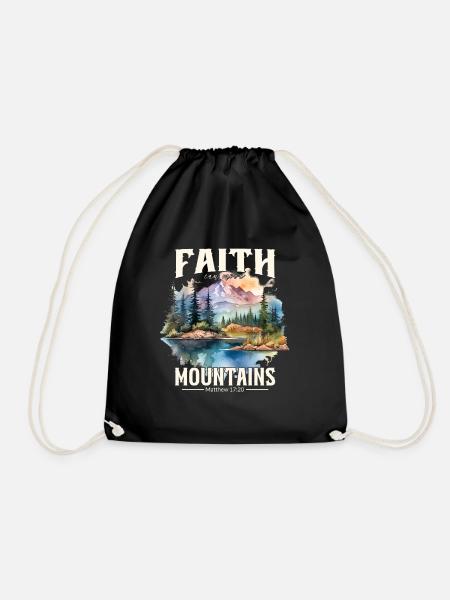 Faith can move Mountains, Matthew 17:20 - Turnbeutel - Schwarz