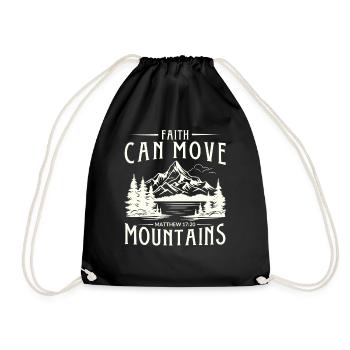 Faith can move Mountains, Christian gift. - Drawstring Bag - black - Front