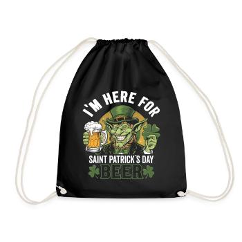 St. Patrick`s Day Beer Leprechaun Kobold Bier - Turnbeutel - Schwarz - Vorne