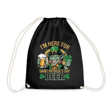 St. Patrick`s Day Beer Leprechaun Kobold Bier - Drawstring Bag - black - Front