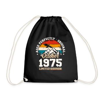 50. Geburtstag Vintage Oktober 1975 Geschenkidee - Turnbeutel - Schwarz - Vorne