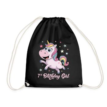 Licorne drôle 7e anniversaire fille - Sac de sport léger - noir - Devant