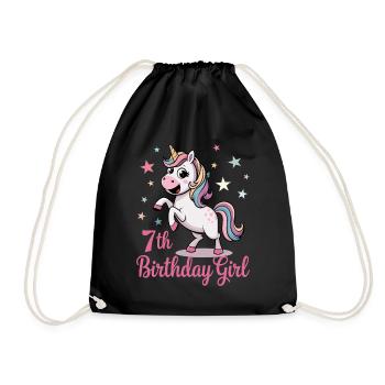 Licorne drôle 7e anniversaire fille - Sac de sport léger - noir - Devant