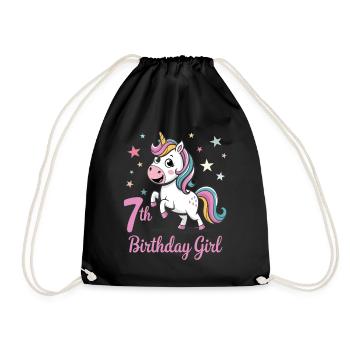 Licorne drôle 7e anniversaire fille - Sac de sport léger - noir - Devant