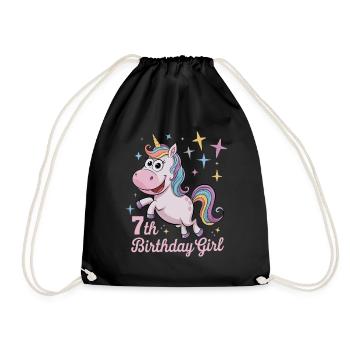 Licorne drôle 7e anniversaire fille - Sac de sport léger - noir - Devant