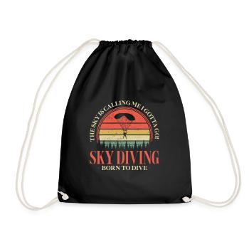 Skydive Skydiver Skydiving Parachute Gift - Drawstring Bag - black - Front