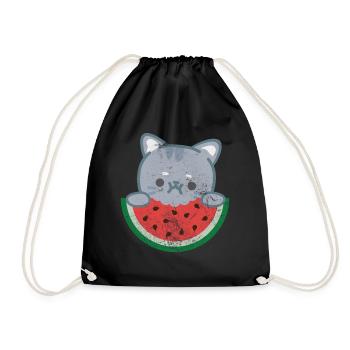 Wassermelone - Turnbeutel - Schwarz - Vorne