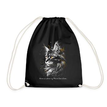 Home is where my Maine Coon lives... - Drawstring Bag - black - Front