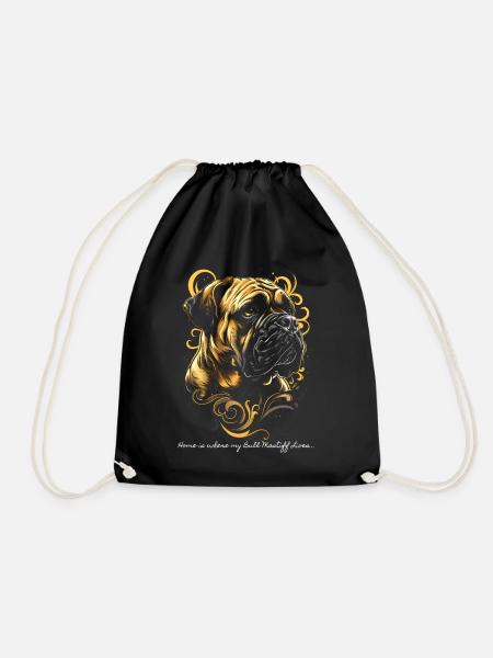 Home is where my Bullmastiff lives... - Drawstring Bag - black