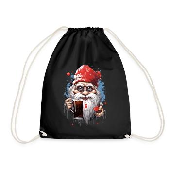 Gnome au chapeau de Père Noël - Sac de sport léger - noir - Devant