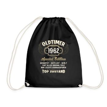 62. Geburtstag Oldtimer November 1962 Jahrgang 62 - Turnbeutel - Schwarz - Vorne