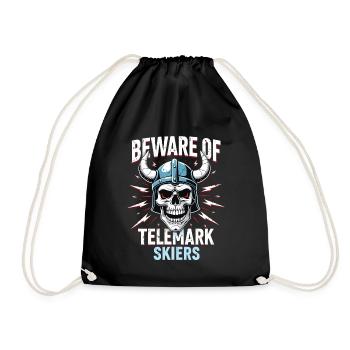 Skull Telemark Ski Heel Free Free Heel Touring Ski - Drawstring Bag - black - Front