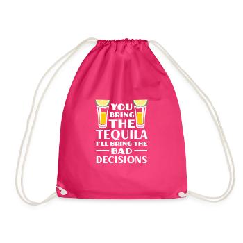 Tequila Sunrise Booze Party Mexico Gift - Drawstring Bag - fuchsia - Front
