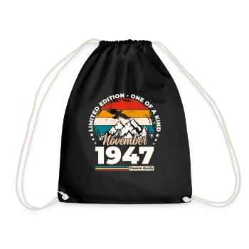77th Birthday Original November 1947 Volume 47 - Drawstring Bag - black - Front