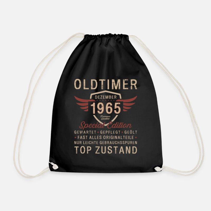 60. Geburtstag Oldtimer Dezember 1965 Jahrgang 65 - Turnbeutel - Schwarz