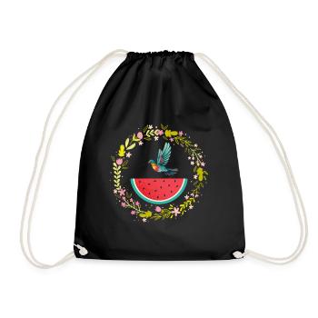 Melon pastèque Fruit d’été Cadeau végétalien - Sac de sport léger - noir - Devant