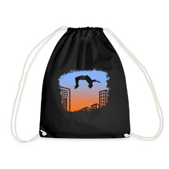 Backflip Salto Akrobatik Parkour Turnen Geschenk - Turnbeutel - Schwarz - Vorne