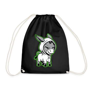 Donkey Urban Animal Style Animal Lover - Drawstring Bag - black - Front