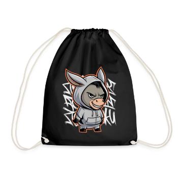 Donkey Urban Animal Style Animal Lover - Drawstring Bag - black - Front