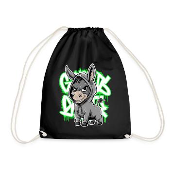 Donkey Urban Animal Style Animal Lover - Drawstring Bag - black - Front