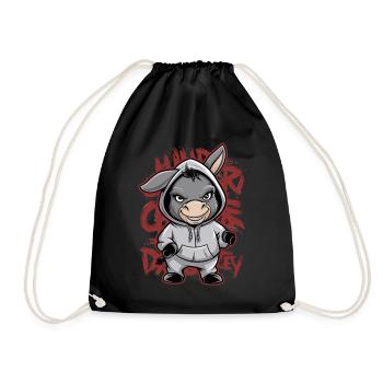 Donkey Urban Animal Style Animal Lover - Drawstring Bag - black - Front