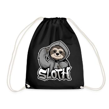 paresseux Hip-Hop Style urbain Drôle d’animal - Sac de sport léger - noir - Devant