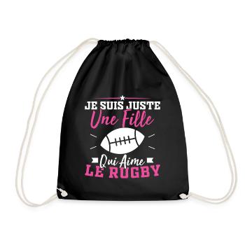 I'm just a girl who loves rugby - Drawstring Bag - black - Front
