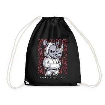 Rhino Young and Cool Animal Lover - Drawstring Bag - black - Front