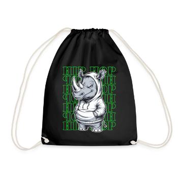 Rhino Rhino Hip Hop Animal Lover - Drawstring Bag - black - Front