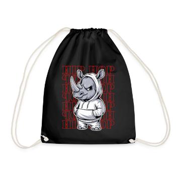 Nashorn Rhino Hip Hop Tierliebhaber - Turnbeutel - Schwarz - Vorne