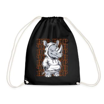 Rhino Rhino Hip Hop Animal Lover - Drawstring Bag - black - Front