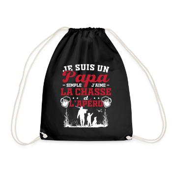 Simple Dad I Love Hunting and Aperitif - Drawstring Bag - black - Front