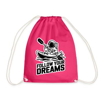 Kajak Astronaut Follow Your Dreams - Turnbeutel - Fuchsia - Vorne