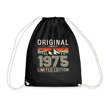 50th Birthday Original January 1975 Volume 75 - Drawstring Bag - black - Front