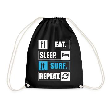 Eat Sleep Surf Repeat Surfen - Drawstring Bag - black - Front