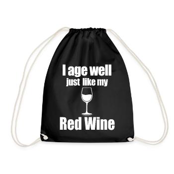 Wine Lover Foodie Quote - Drawstring Bag - black - Front