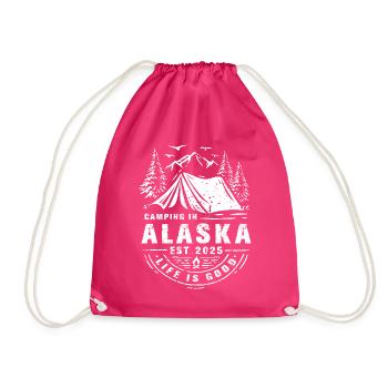 Camping in Alaska Camper Outdoor Zelt Zelten - Turnbeutel - Fuchsia - Vorne